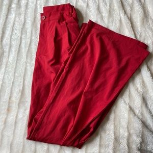 Shein red Solid Zip Up Straight Leg Pants